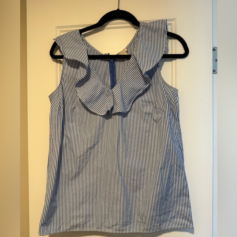 J.Crew Blue & White Striped Sleeveless Top